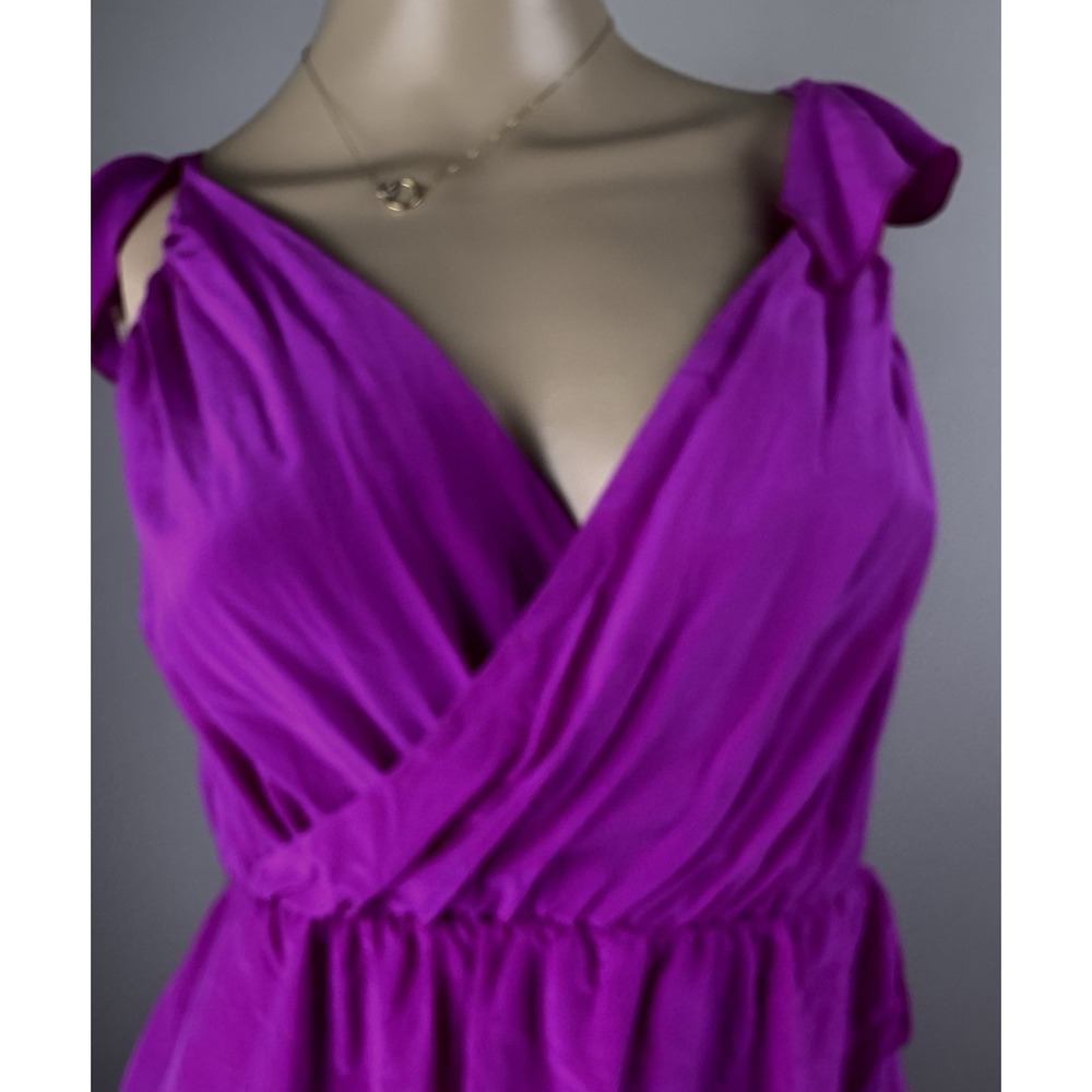 Amanda Uprichard 100% Silk V-Neck Top Blouse Pink Ruffle Accents Sz S - Picture 2 of 12